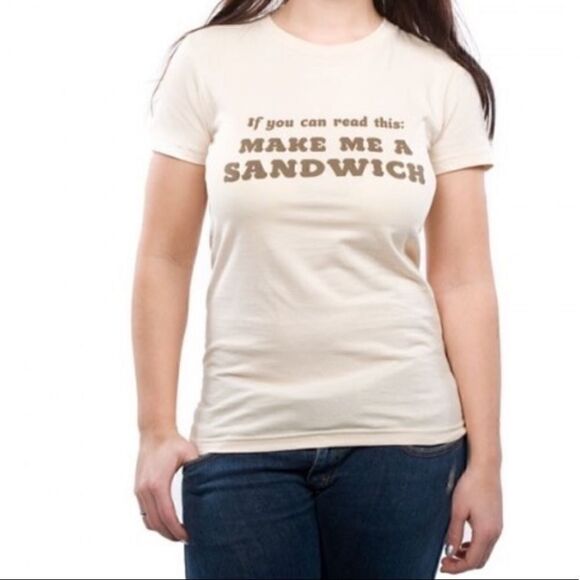 THREADLESS GEEKY HUMOR TEE IF YOU CAN READ THIS MAKE ME A SANDWICH L - Picture 2 of 4